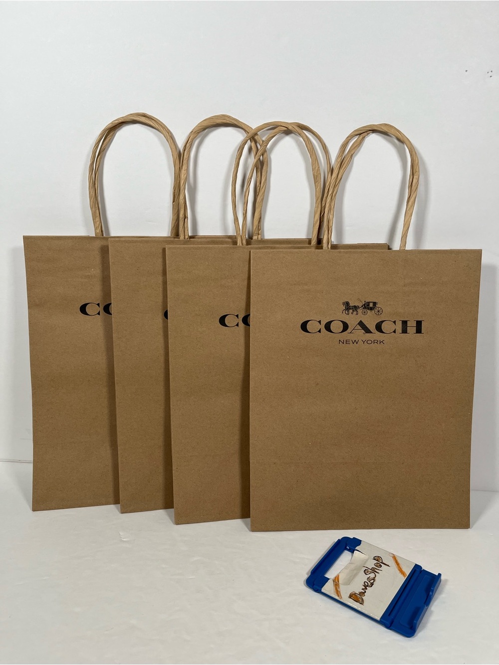 New 4-Pack Coach Paper Shopping Bags Small Size Brown Paper Gift Bag